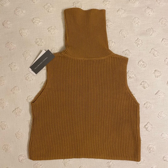 French Connection Tan Sleeveless Turtleneck Sweater - Picture 3 of 7